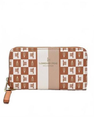 London Fog Adalia Signature Zip Around Wallet - Natural