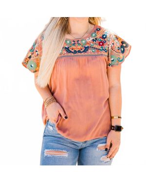 Layerz Clothing Surie Embroidered Top - Orange