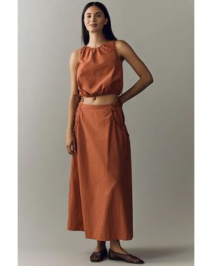 Daily Practice Nylon Midi Skirt - Brown