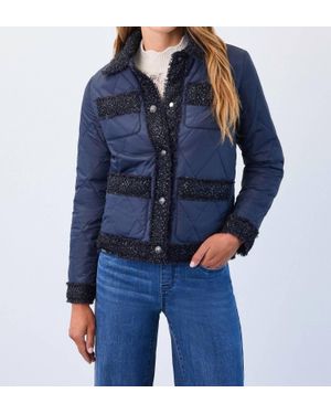 Fdj Quilted Sparkle Tweed Jacket - Blue