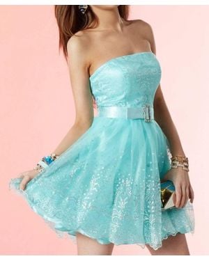 Alyce Paris Floral Lace Strapless A-Line Short Prom Dress - Blue