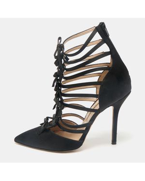 Oscar de la Renta Satin Strappy Pumps - Black