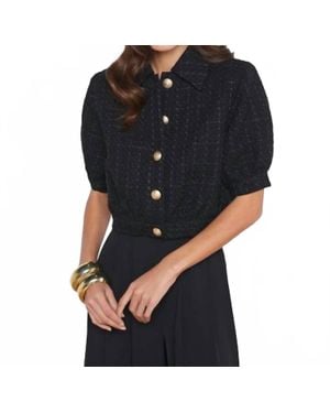 L'Agence Cove Cropped Tweed Jacket - Black
