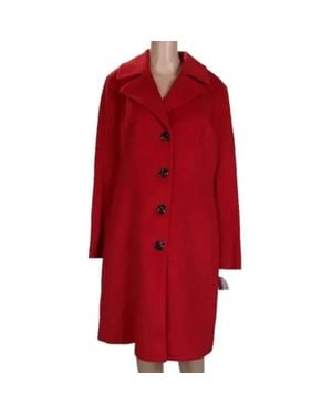 Anne Klein Wool Coat With Buttons - Red