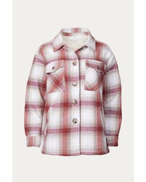 Urban Daizy Checked Sherpa-Lined Shacket - Pink