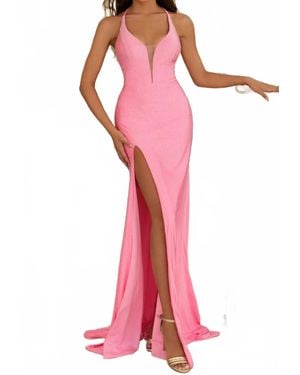 Clarisse Strappy Back Prom Dress - Pink