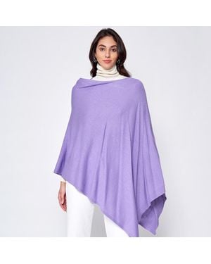 TRUEDAMES Solid Scarf Poncho - Purple