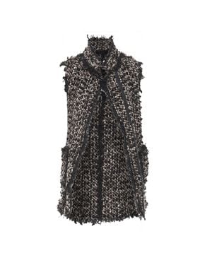 Lanvin 2012 Wool Blend Boucle Tweed Vest - Black