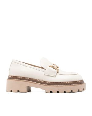 VAMSKO Bea Leather Platform Loafers - Natural