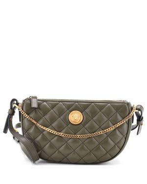 Versace La Medusa Half Moon Crossbody Bag Quilted Leather - Green