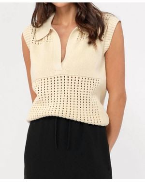 Greylin Gordon Open Knit Paneled Sweater Top - White
