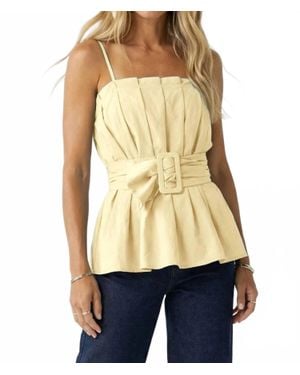 Naked Zebra Buckle Pleated Sleeveless Top - Natural