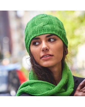 Portolano Chunky Hat With Cables - Green