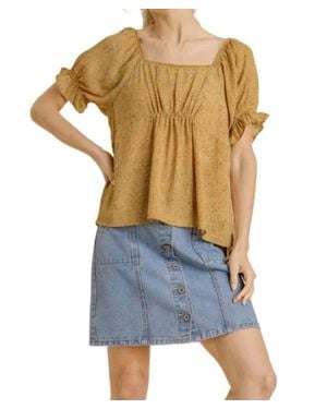 Umgee Square Neck Floral Babydoll Top - Blue
