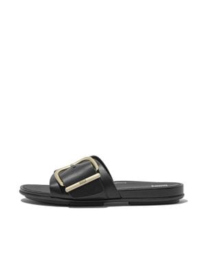 Fitflop Gracie Sandals Leather Maxi-Buckle Slide Zogg2954 - Black