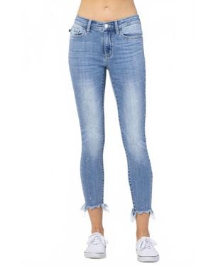 Judy Blue Bleach Splash Skinny Capris Pant - Blue