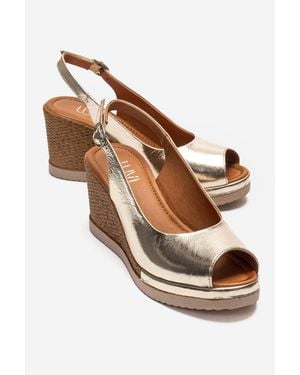 Forever & Always Shoes Helina Leather Wedge Sandal - Brown