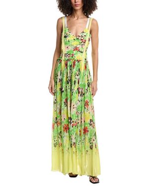 3.1 Phillip Lim Flowerworks Chiffon Degrade Ruched Silk-Blend Gown - Green