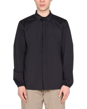 Monobi Pointed Collar Snap Closure Shirt Jacket - Blue