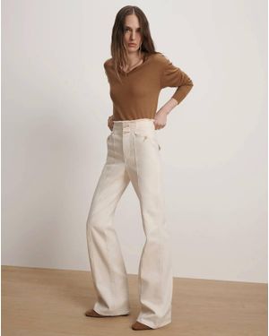 Veronica Beard Crosbie Slim Wide Leg Jeans - Natural