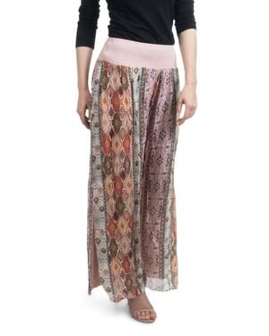 Gigi Moda Jasmin Geometric Flower Slit Pant - Pink