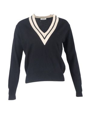 Sandro Sandro Contrasting V-Neck Knitted Sweater - Blue