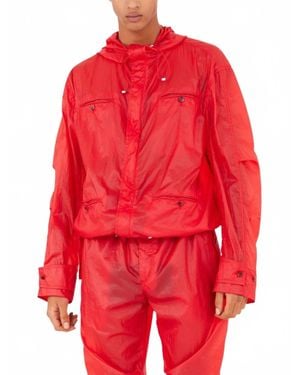Ferragamo Hooded Windbreaker Jacket - Red