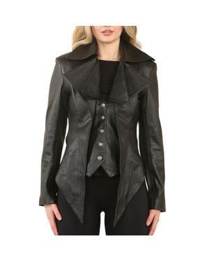 TruClothing Gothic Mid-Length Edwardian Leather Jacket - Black