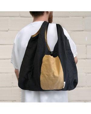 Fashnzfab Foldable Two Tone Big Tote Bag - Black