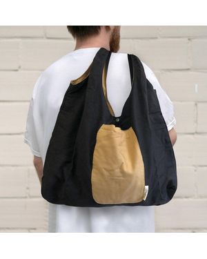 Fashnzfab Foldable Two Tone Big Tote Bag - Black