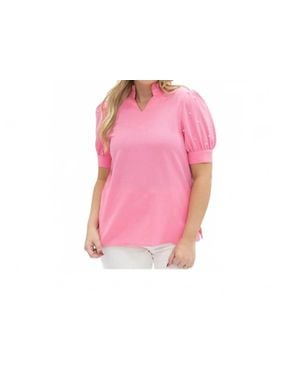 Southern Grace Puff Sleeve Top - Pink
