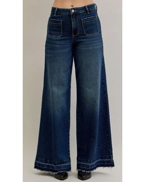 Judy Blue High Waisted Front Pocket Palazzo Pants - Blue