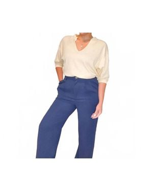 Blu Pepper Madison V Neck Top - Blue