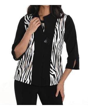 FRANK LYMAN Zebra Print Cover Up Jacket - Black