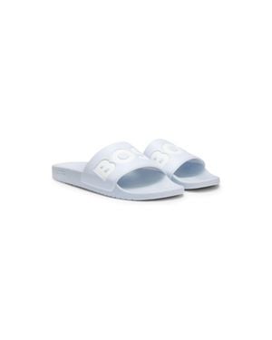 BOSS Italian-Made Slides With Large Logo Detail - Blue