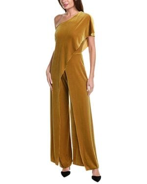 Issue New York Draped Velvet One-Shoulder Jumpsuit - Metallic