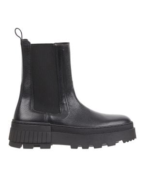 Tommy Hilfiger Leather Striped Chelsea Boots - Black