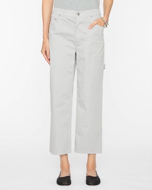 Tibi Garment Dyed Silky Cotton Cropped Slouchy Cargo Jeans - White