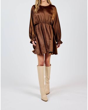 Sadie & Sage Warm Tea Dolman Sleeve Mini Dress - Brown