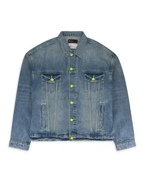 Purple Brand Vintage Light Neon Pop Oversized Jean Jacket Denim Jackets - Blue