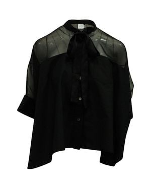Nike Sacai Ribbon Neckline Sheer Panel Blouse - Black