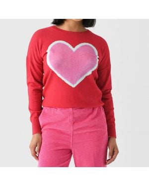 J. Society Heart Crew Sweater - Red