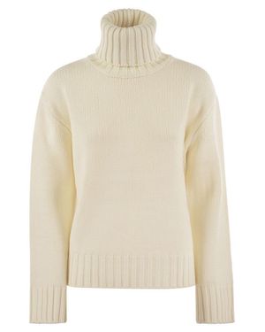 Fabiana Filippi Wool, Silk And Cashmere Blend Turtleneck Sweater - White