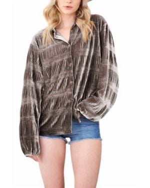 Davi & Dani Malia Loose Button Up Top - Black