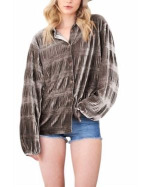 Davi & Dani Malia Loose Button Up Top - Black
