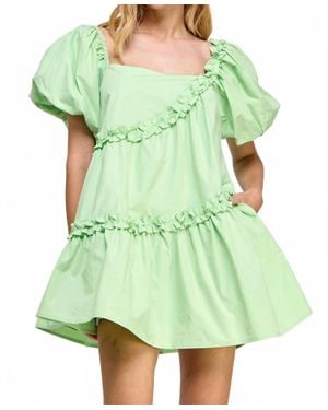 Strut & Bolt Asymmetric Ruffle Mini Dress - Green