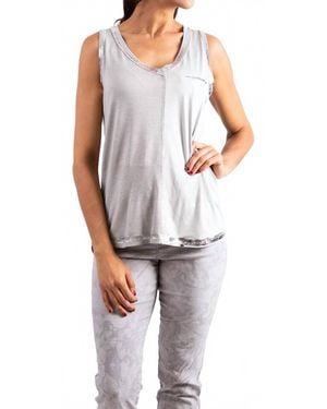 Gigi Moda Ferno V-Neck Two Tone Tank - White