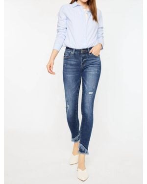 Kancan Nala Mid-Rise Ankle Skinny Double Fray Jean - Blue