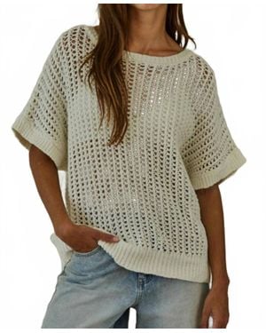 By Together Doni Open Knit Pullover Sweater Top - Green