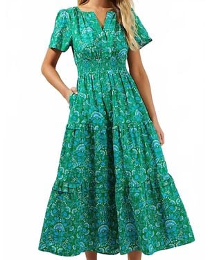 Sugarlips Alina Floral Palmer Tiered Maxi Dress - Green